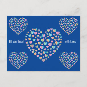 Elegant Cute Colourful Heart Pattern Design Postcard