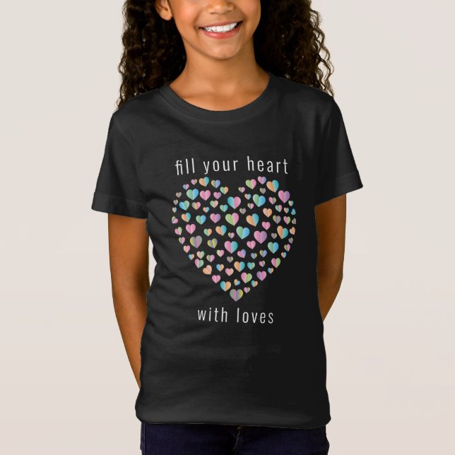 Elegant Cute Colourful Heart Pattern Design T-Shirt (Front)