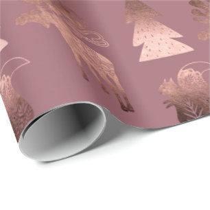 Elegant cute copper rose gold Christmas pattern Wrapping Paper