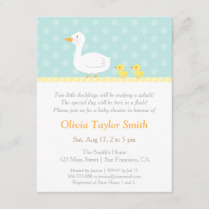 Elegant Cute Duck Twins Baby Shower Invitations