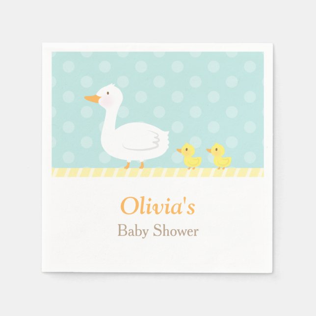 Elegant Cute Duck Twins Baby Shower Party Supplies Napkin (Front)