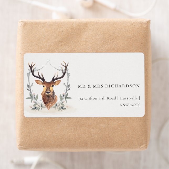 Elegant Cute Dusky Deer Floral Crest Address (Insitu)