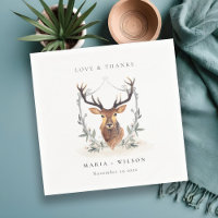 Elegant Cute Dusky Deer Floral Crest Wedding 