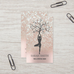 Elegant Cute Elegant Bokeh Diamonds Yoga   Business Card