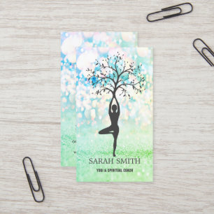 Elegant Cute Elegant Bokeh Diamonds Yoga   Business Card