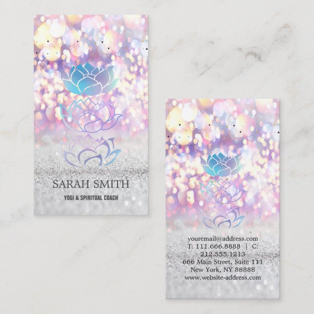 Elegant Cute Elegant Bokeh  holographic Lotus Business Card (Front/Back)