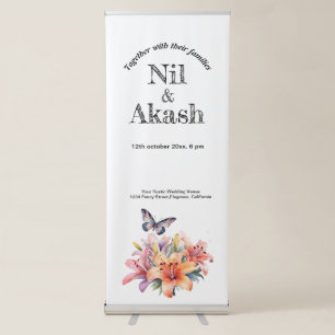 Elegant Cute Floral & Butterfly Design Retractable Banner