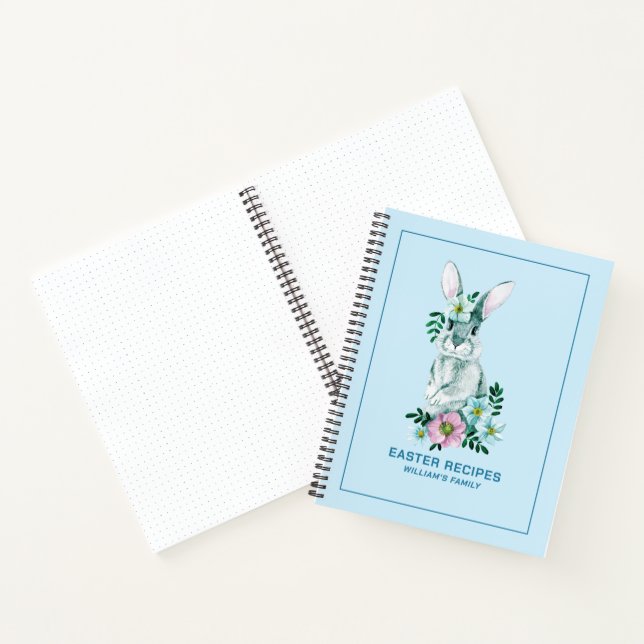 Elegant cute floral easter bunny illustration notebook (Inside)