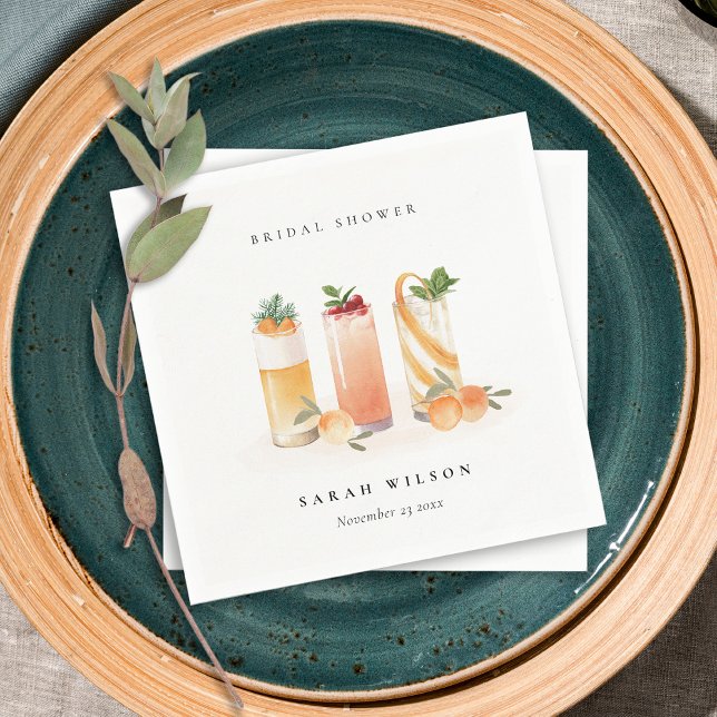 Elegant Cute Fruit Cocktail Orange Bridal Shower Napkin (Creator Uploaded)