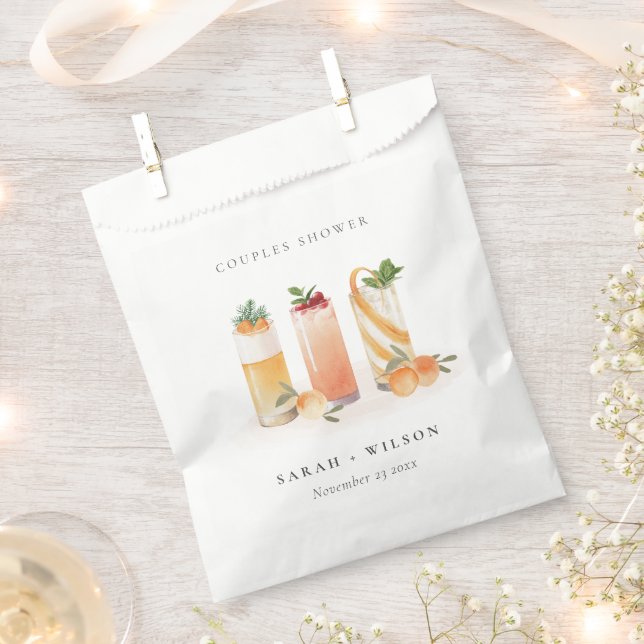 Elegant Cute Fruit Cocktail Orange Couples Shower Favour Bags (Clipped)