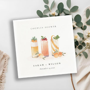Elegant Cute Fruit Cocktail Orange Couples Shower Napkin