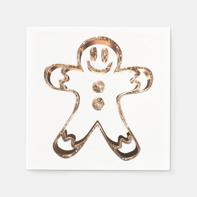 Elegant Cute Gingerbread Man Christmas Party Napkin (Front)