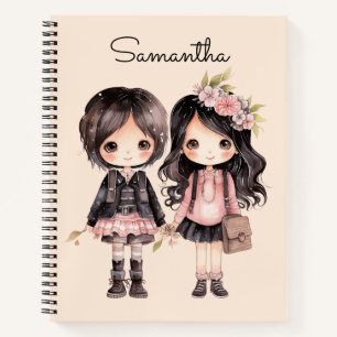 Elegant cute girls Back to school personalised Notebook