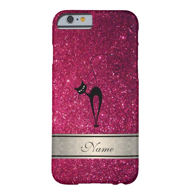 Elegant cute girly trendy glittery cat monogram Case-Mate iPhone case (Back)