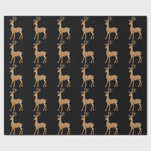 Elegant Cute Gold Deer Christmas Wrapping Paper