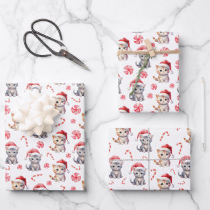 Elegant Cute Kitty Sweet Candy Christmas Wrapping Paper Sheet