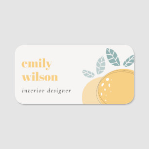 Elegant Cute Lemon Abstract Bold Fruity Citrus Name Tag