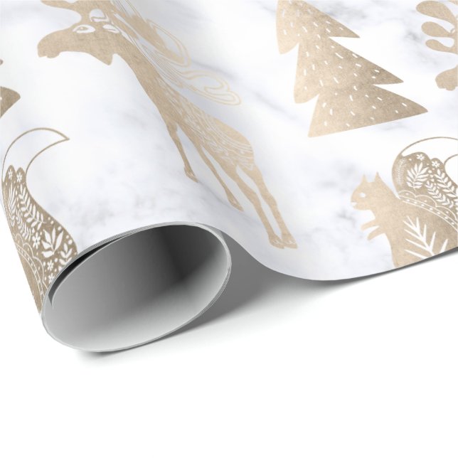 Elegant cute light rose gold Christmas pattern Wrapping Paper (Roll Corner)