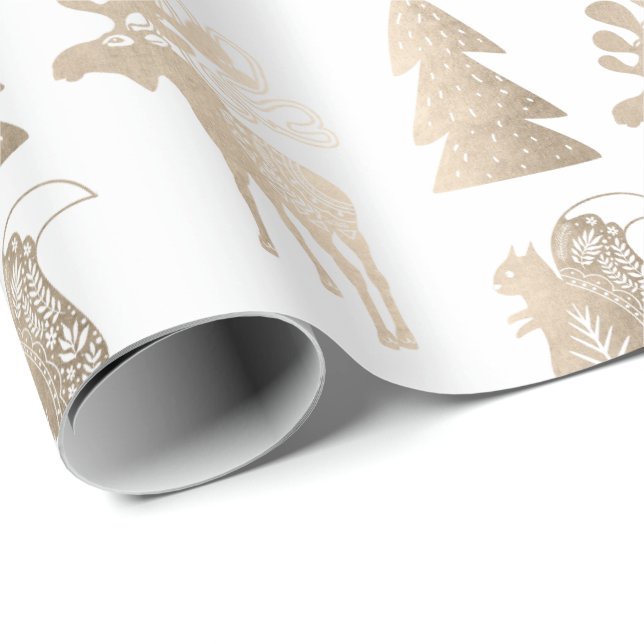 Elegant cute light rose gold Christmas pattern Wrapping Paper (Roll Corner)