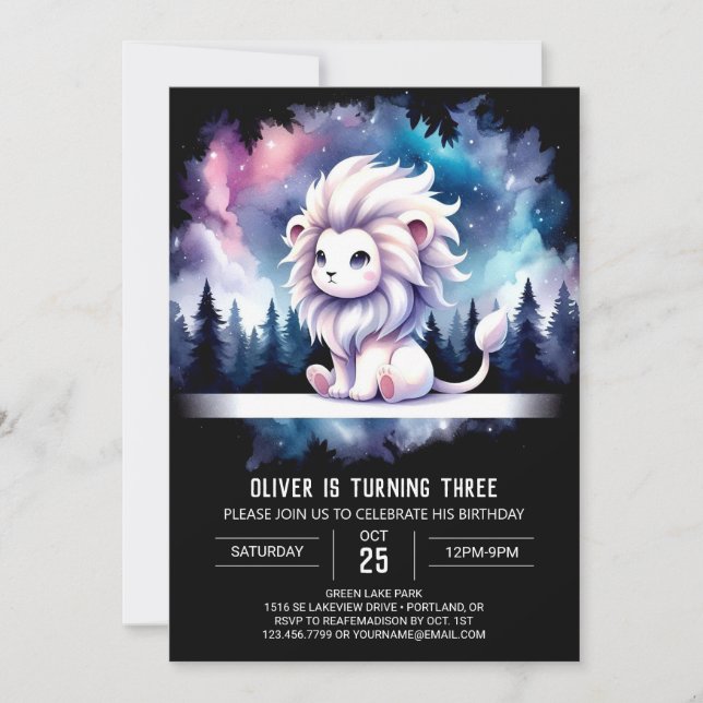 Elegant Cute Lion Birthday  Invitation (Front)