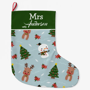Elegant Cute Merry Christmas Mr and Mrs Couple Large Christmas Stocking