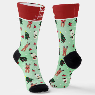 Elegant Cute Merry Christmas Mr and Mrs Couple Socks