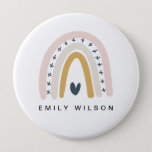 ELEGANT CUTE MUTED BLUSH OCHRE NAVY HEART RAINBOW 10 CM ROUND BADGE<br><div class="desc">If you need any further customisation please feel free to message me on yellowfebstudio@gmail.com.</div>