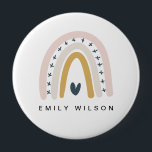 ELEGANT CUTE MUTED BLUSH OCHRE NAVY HEART RAINBOW 10 CM ROUND BADGE<br><div class="desc">If you need any further customisation please feel free to message me on yellowfebstudio@gmail.com.</div>