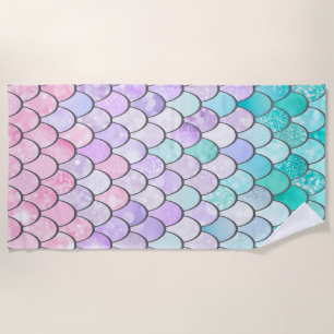 Elegant Cute Ocean Nautical Mermaid Beach Towel