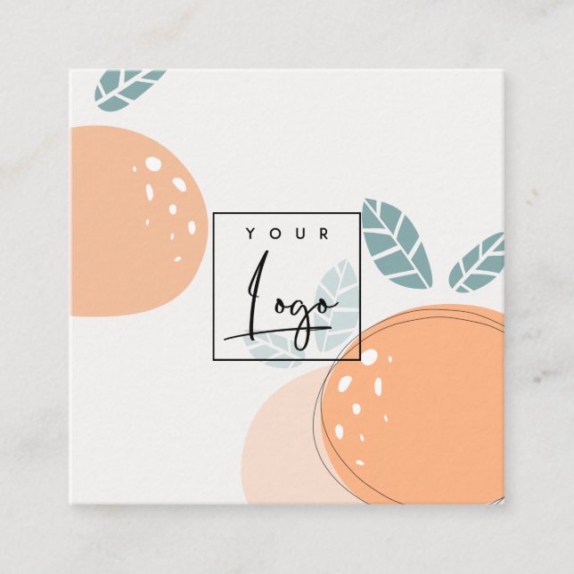 Elegant Cute Orange Abstract Fruity Citrus Logo  Square Business Card (Front)
