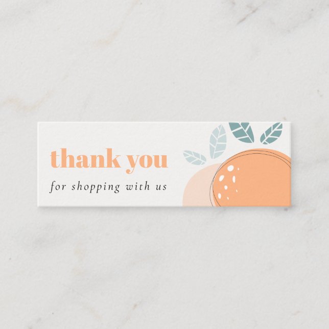 Elegant Cute Orange Bold Fruity Thank You Shopping Mini Business Card (Front)
