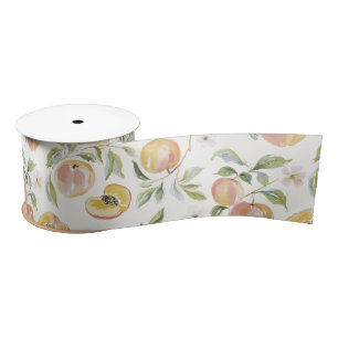 Elegant Cute Our Little Sweet Peach Watercolor  Satin Ribbon