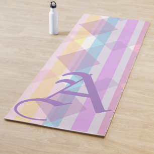 Elegant Cute Pastel Pink Purple Colours Monogram Yoga Mat