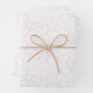 Elegant, Cute Pink and White Heart Charms Wrapping Paper Sheet