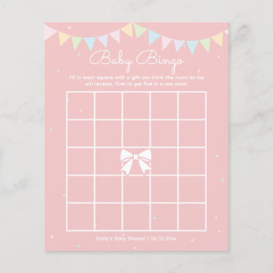 Elegant Cute Pink Bow Girl Baby Shower Bingo Game