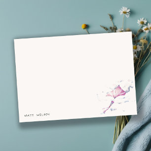 Elegant Cute Pink Flying Kite Sky Clouds Birthday Card