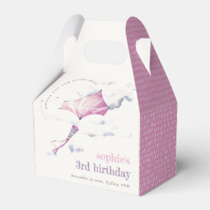 Elegant Cute Pink Flying Kite Sky Clouds Birthday Favour Box