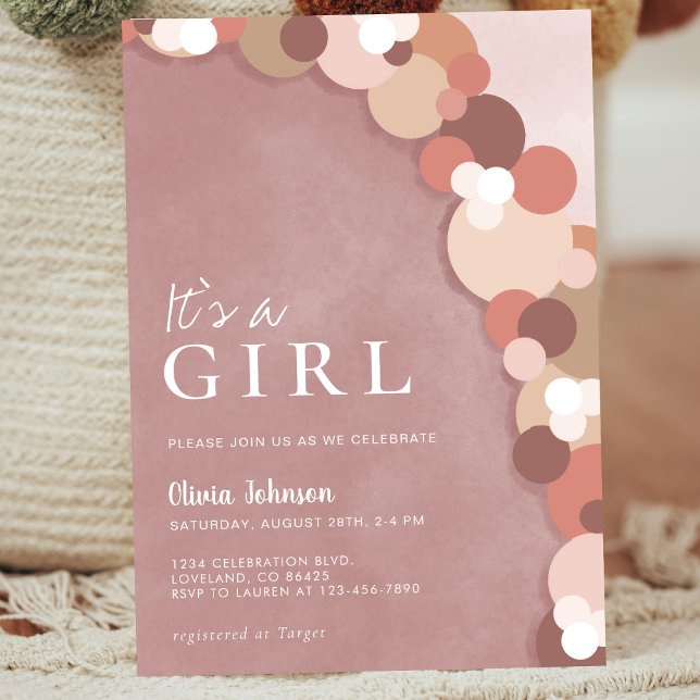 Elegant Cute Pink Girl Baby Shower Invitation (Creator Uploaded)