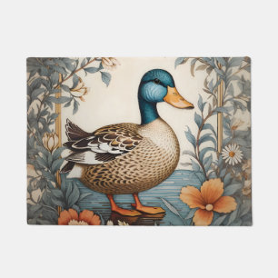 Elegant Cute Plump Duck Vintage Floral Doormat
