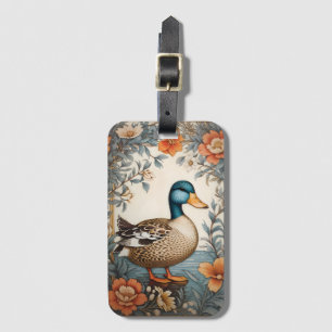 Elegant Cute Plump Duck Vintage Floral Luggage Tag