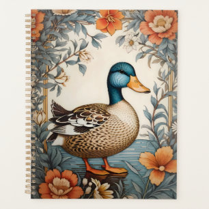 Elegant Cute Plump Duck Vintage Floral Planner