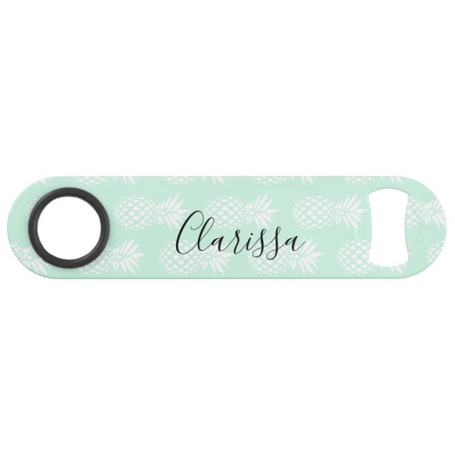 Elegant cute pretty mint green pineapple pattern (Front (Horizontal))