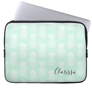 Elegant cute pretty mint green pineapple pattern laptop sleeve