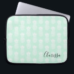 Elegant cute pretty mint green pineapple pattern laptop sleeve<br><div class="desc">Modern mint & white pineapple pattern.</div>