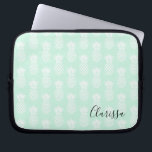 Elegant cute pretty mint green pineapple pattern laptop sleeve<br><div class="desc">Modern mint & white pineapple pattern.</div>