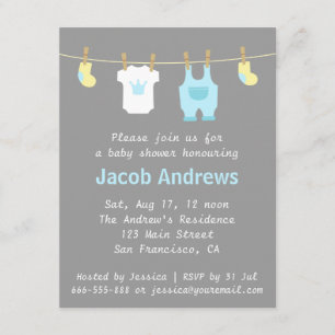 Elegant Cute Prince Baby Boy Shower Invitation
