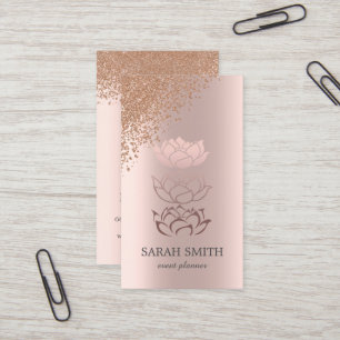 Elegant Cute Rose Gold Diamonds Lotus Business  Business Card