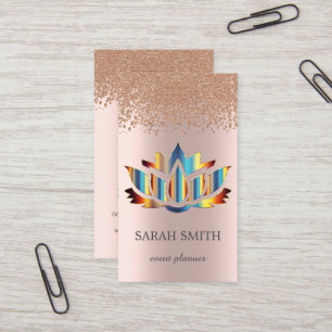 Elegant Cute Rose Gold Diamonds Lotus Business  Business Card