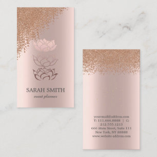 Elegant Cute Rose Gold Diamonds Lotus Business  Business Card