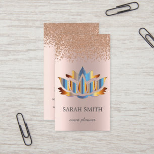 Elegant Cute Rose Gold Diamonds Lotus Business  Business Card